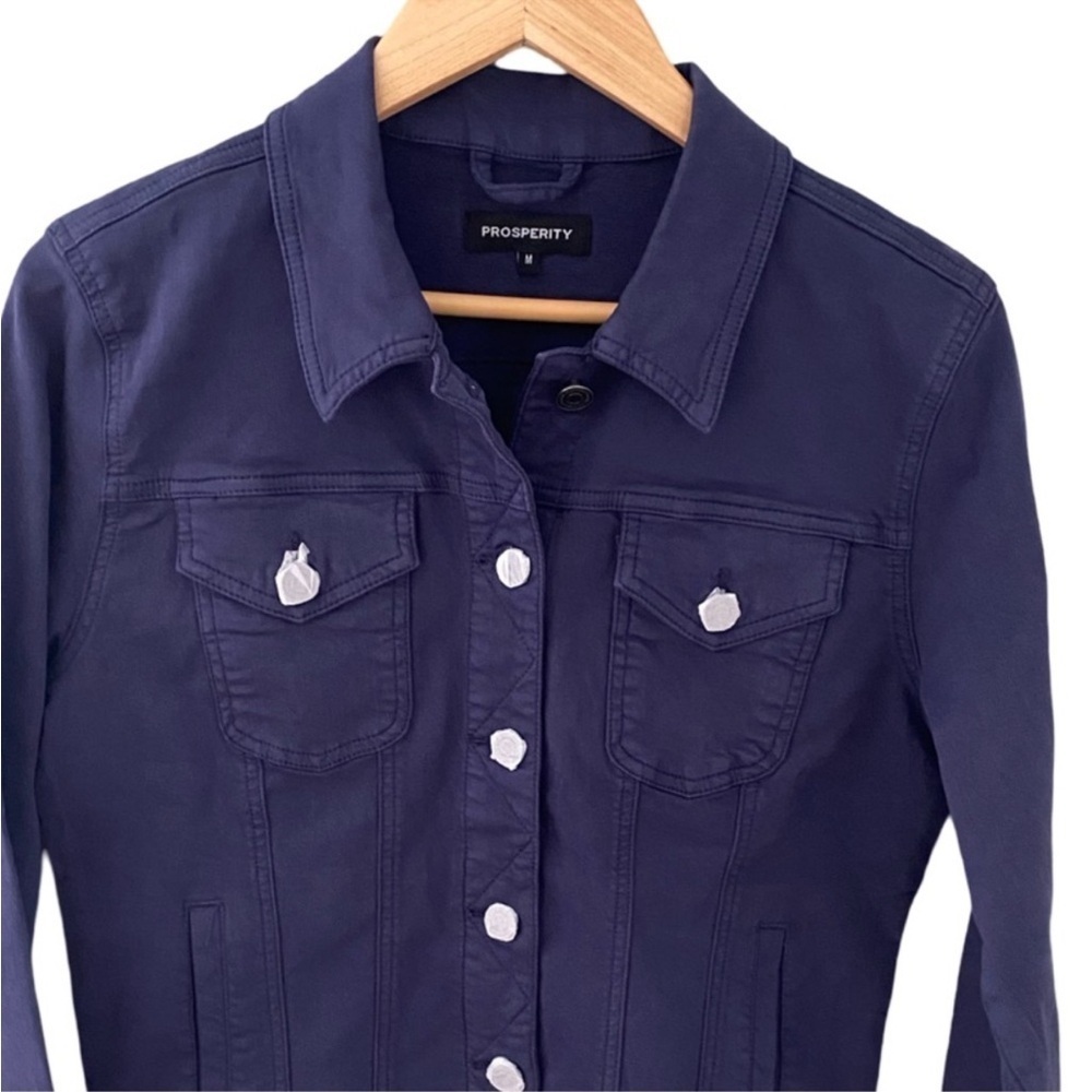 Prosperity Jolene Stretch Blue Colored Denim Jacket NWT Size XS - Picture 3 of 8
